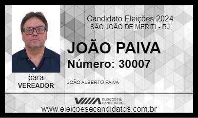 Candidato JOÃO PAIVA 2024 - SÃO JOÃO DE MERITI - Eleições