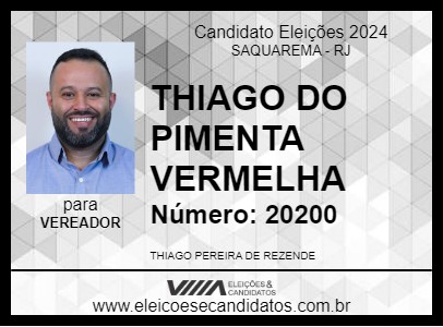 Candidato THIAGO DO PIMENTA VERMELHA 2024 - SAQUAREMA - Eleições