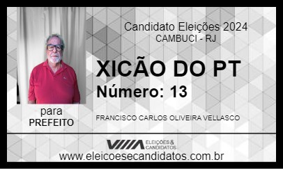 Candidato XICÃO DO PT 2024 - CAMBUCI - Eleições