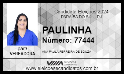 Candidato PAULINHA DA OBRA 2024 - PARAÍBA DO SUL - Eleições