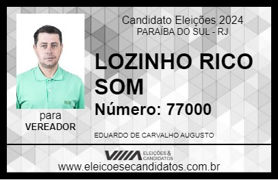 Candidato LOZINHO RICO SOM 2024 - PARAÍBA DO SUL - Eleições