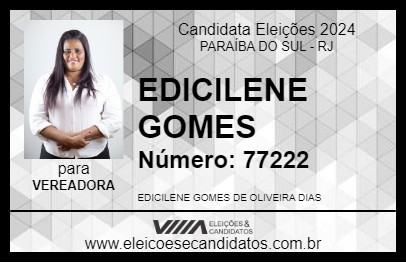 Candidato EDICILENE GOMES 2024 - PARAÍBA DO SUL - Eleições