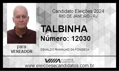 Candidato TALBINHA 2024 - RIO DE JANEIRO - Eleições