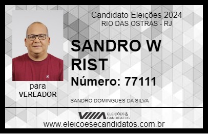 Candidato SANDRO W RIST 2024 - RIO DAS OSTRAS - Eleições