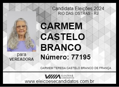 Candidato CARMEM CASTELO BRANCO 2024 - RIO DAS OSTRAS - Eleições