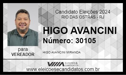 Candidato HIGO AVANCINI 2024 - RIO DAS OSTRAS - Eleições