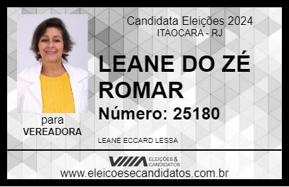 Candidato LEANE DO ZÉ ROMAR 2024 - ITAOCARA - Eleições