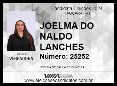 Candidato JOELMA DO NALDO LANCHES 2024 - ITAOCARA - Eleições