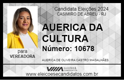 Candidato AUERICA DA CULTURA 2024 - CASIMIRO DE ABREU - Eleições