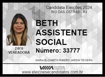 Candidato BETH ASSISTENTE SOCIAL 2024 - RIO DAS OSTRAS - Eleições