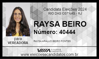 Candidato RAYSA BEIRO 2024 - RIO DAS OSTRAS - Eleições