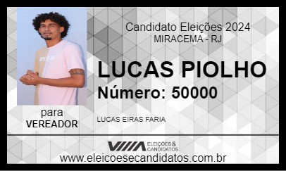 Candidato LUCAS PIOLHO 2024 - MIRACEMA - Eleições