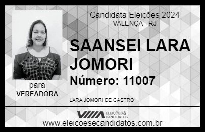 Candidato SENSEI LARA JOMORI 2024 - VALENÇA - Eleições