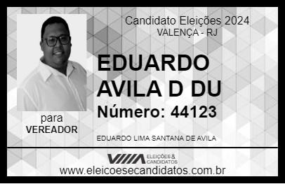 Candidato EDUARDO AVILA DUDU 2024 - VALENÇA - Eleições