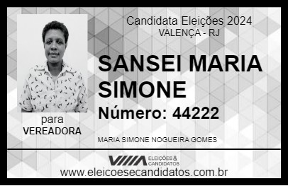 Candidato SENSEI MARIA SIMONE 2024 - VALENÇA - Eleições