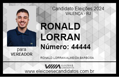 Candidato RONALD LORRAN 2024 - VALENÇA - Eleições