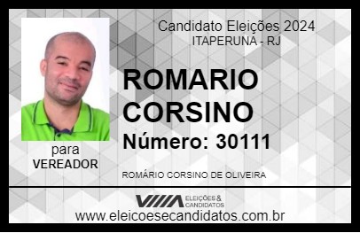 Candidato ROMARIO CORSINO 2024 - ITAPERUNA - Eleições