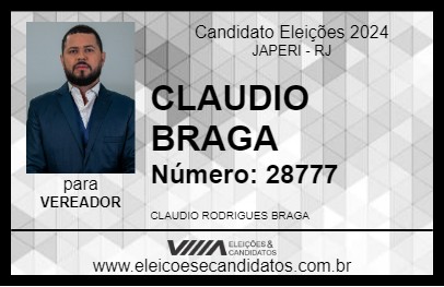 Candidato CLAUDIO BRAGA 2024 - JAPERI - Eleições