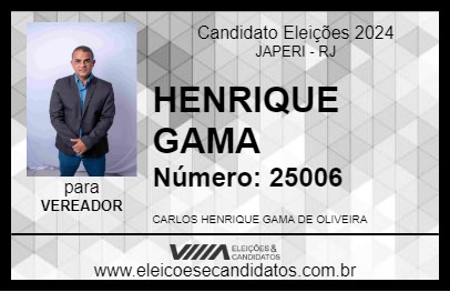 Candidato HENRIQUE GAMA 2024 - JAPERI - Eleições