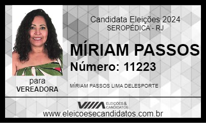 Candidato MÍRIAM PASSOS 2024 - SEROPÉDICA - Eleições