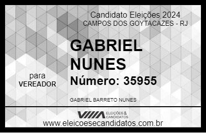 Candidato GABRIEL NUNES  2024 - CAMPOS DOS GOYTACAZES - Eleições