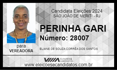 Candidato PERINHA GARI 2024 - SÃO JOÃO DE MERITI - Eleições