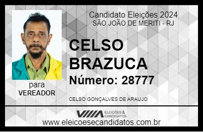 Candidato CELSO BRAZUCA 2024 - SÃO JOÃO DE MERITI - Eleições