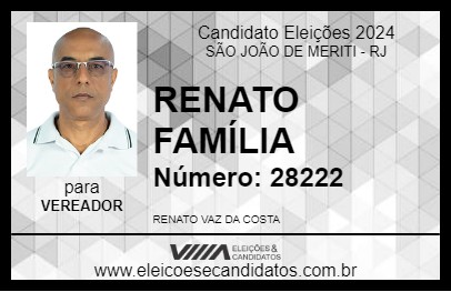 Candidato RENATO FAMÍLIA 2024 - SÃO JOÃO DE MERITI - Eleições