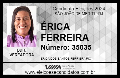 Candidato ÉRICA FERREIRA 2024 - SÃO JOÃO DE MERITI - Eleições