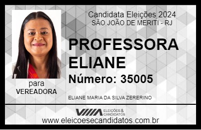 Candidato PROFESSORA ELIANE 2024 - SÃO JOÃO DE MERITI - Eleições