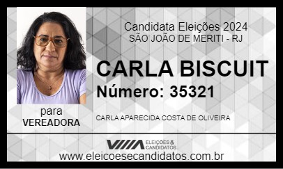 Candidato CARLA BISCUIT 2024 - SÃO JOÃO DE MERITI - Eleições