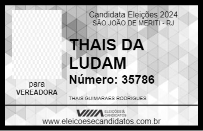 Candidato THAIS DA LUDAM 2024 - SÃO JOÃO DE MERITI - Eleições