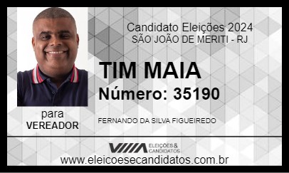 Candidato TIM MAIA 2024 - SÃO JOÃO DE MERITI - Eleições