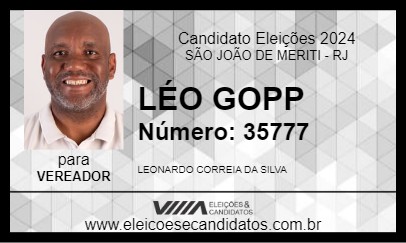 Candidato LÉO GOPP 2024 - SÃO JOÃO DE MERITI - Eleições