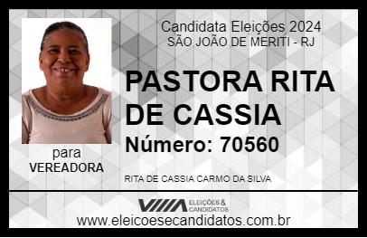 Candidato PASTORA RITA DE CASSIA 2024 - SÃO JOÃO DE MERITI - Eleições