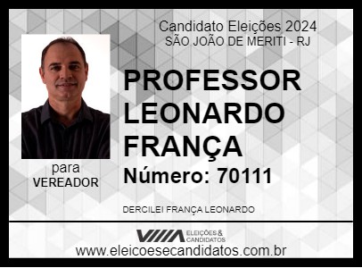 Candidato PROFESSOR LEONARDO FRANÇA 2024 - SÃO JOÃO DE MERITI - Eleições