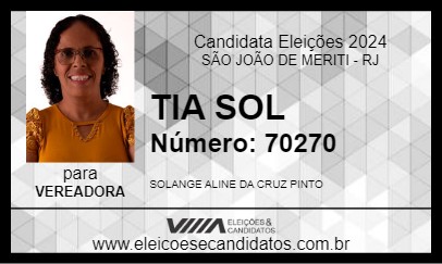 Candidato TIA SOL 2024 - SÃO JOÃO DE MERITI - Eleições