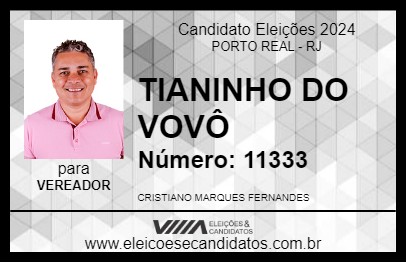 Candidato TIANINHO DO VOVÔ 2024 - PORTO REAL - Eleições