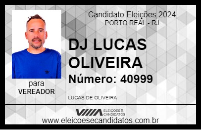 Candidato DJ LUCAS OLIVEIRA 2024 - PORTO REAL - Eleições