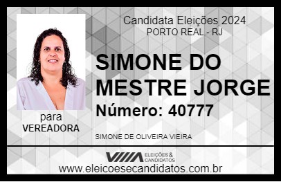 Candidato SIMONE DO MESTRE JORGE 2024 - PORTO REAL - Eleições