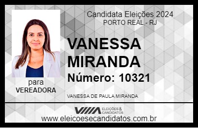 Candidato VANESSA MIRANDA 2024 - PORTO REAL - Eleições