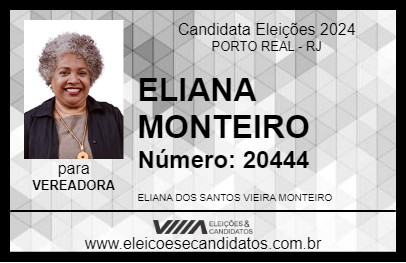 Candidato ELIANA MONTEIRO 2024 - PORTO REAL - Eleições