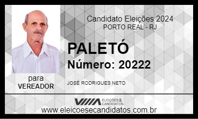 Candidato PALETÓ 2024 - PORTO REAL - Eleições