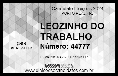 Candidato LEOZINHO DO TRABALHO 2024 - PORTO REAL - Eleições