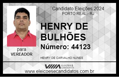 Candidato HENRY DE BULHÕES 2024 - PORTO REAL - Eleições