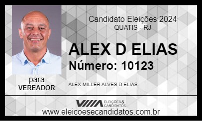 Candidato ALEX D ELIAS 2024 - QUATIS - Eleições