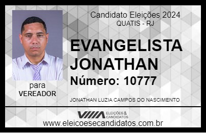 Candidato EVANGELISTA JONATHAN 2024 - QUATIS - Eleições