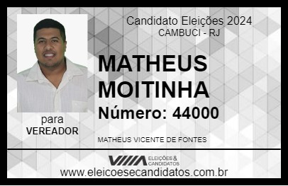 Candidato MATHEUS MOITINHA 2024 - CAMBUCI - Eleições