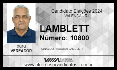 Candidato LAMBLETT 2024 - VALENÇA - Eleições