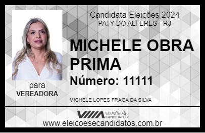 Candidato MICHELE OBRA PRIMA 2024 - PATY DO ALFERES - Eleições